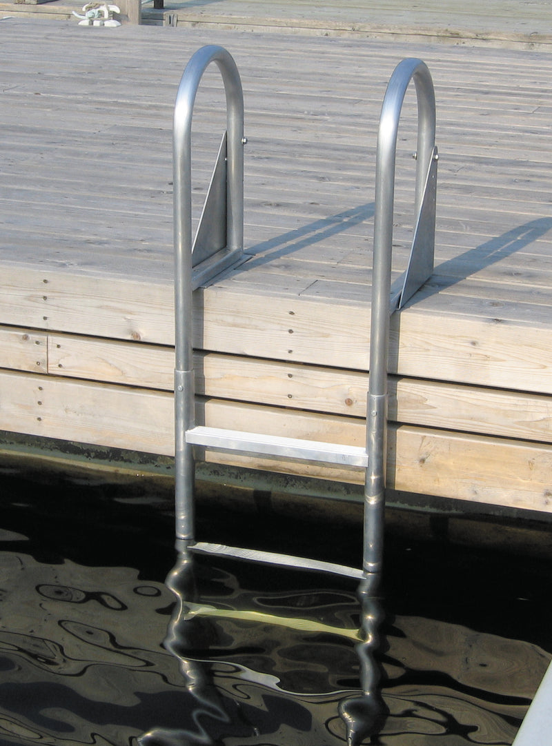 Dock Ladder - Dock Edge Wide Step Welded Aluminum Flip-Up 3, 4, 5 & 7 Step Options