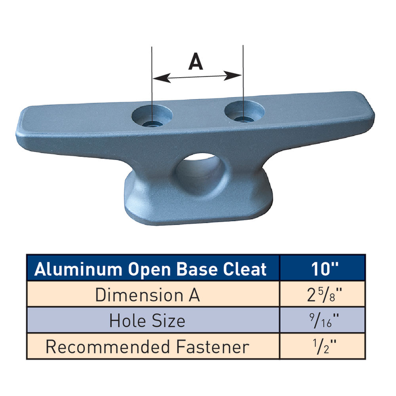Dock Edge 10" Aluminum Open Base Cleat DE2440F