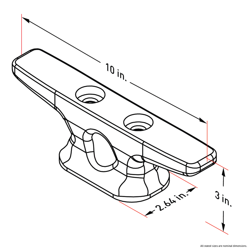 Dock Edge 10" Aluminum Open Base Cleat DE2440F