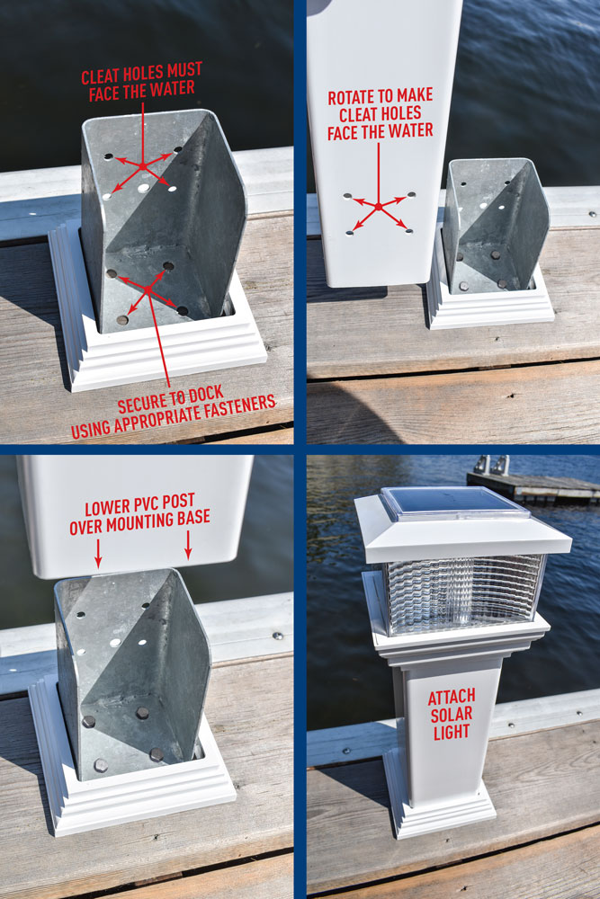 Dock Edge CleatLite Solar Dock Light with Stainless Mooring Cleat DE96250F