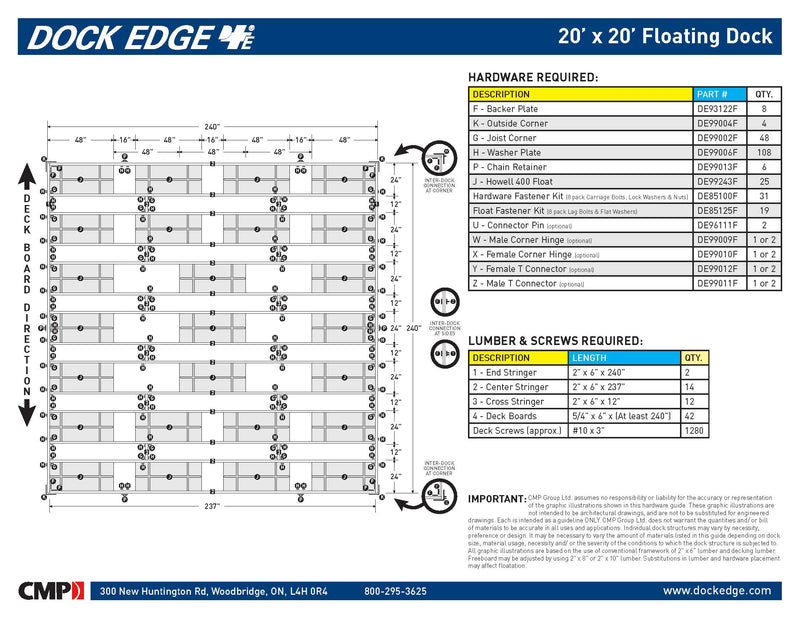 Dock Edge 20FT X 20FT Dock2Go DIY Floating Dock Kit