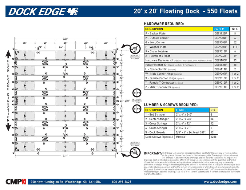 Dock Edge 20FT X 20FT Dock2Go DIY Floating Dock Kit
