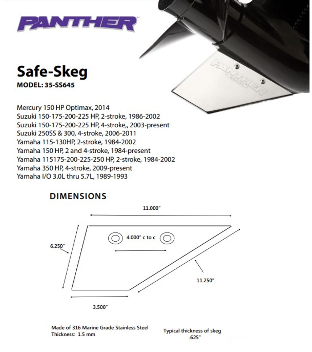 Panther Safe Skeg For Mercury, Suzuki & Yamaha 115-350 HP Safe Skeg 35 ...