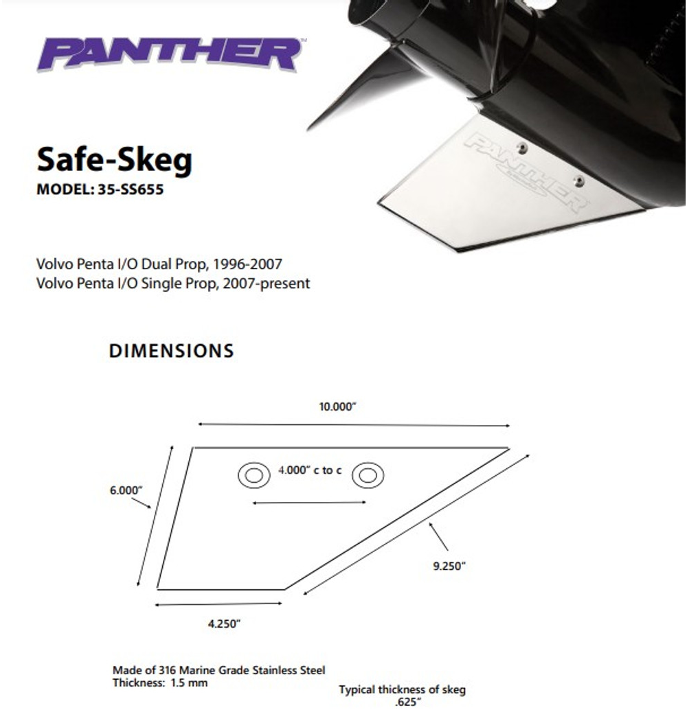 Panther Safe Skeg For Volvo Penta DP/SX Drive Safe Skeg 35SS655