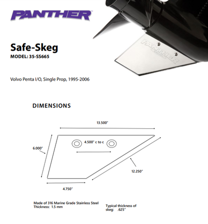 Panther Safe Skeg For Volvo Penta SX Drive Safe Skeg 35SS665