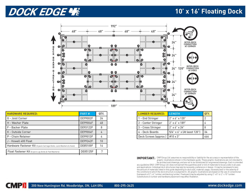 Dock Edge 10FT X 16FT Dock2Go DIY Floating Dock Kit