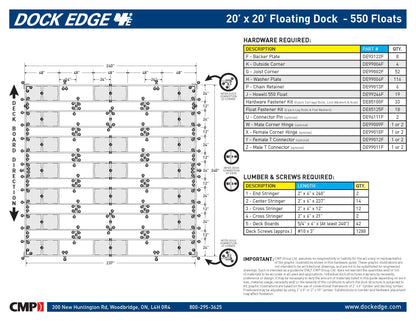 Dock Edge 20FT X 20FT Dock2Go DIY Floating Dock Kit