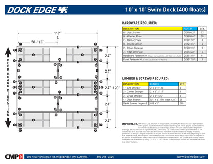 Dock Edge 10FT X 10FT Dock2Go DIY Floating Dock Kit