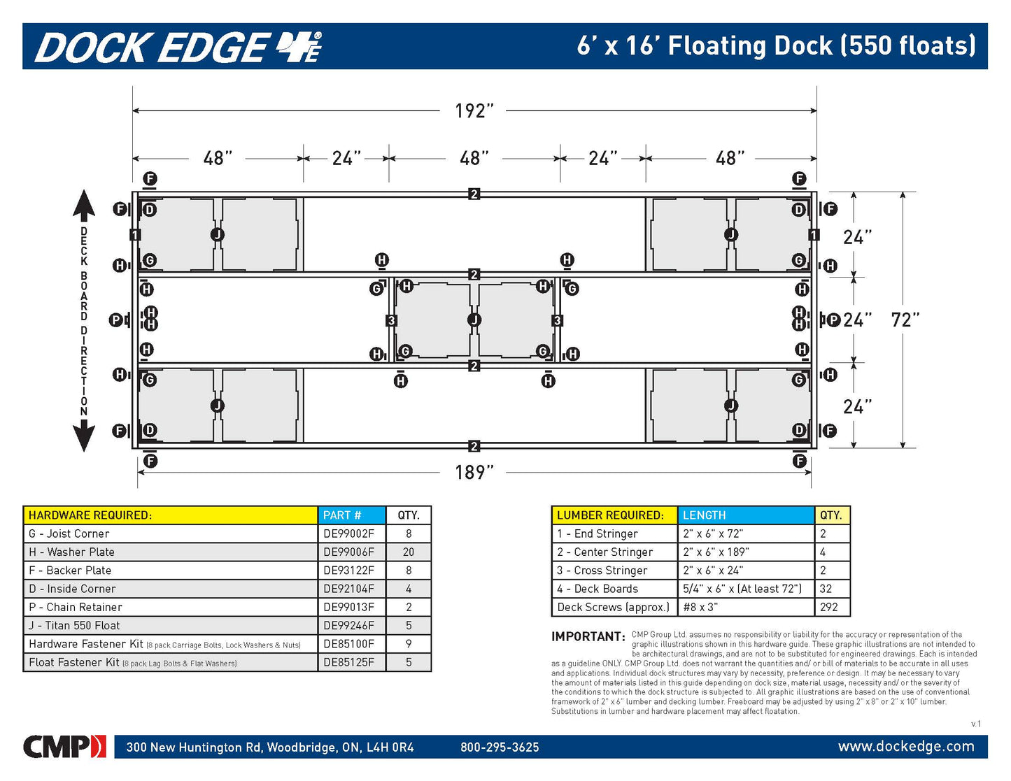 Dock Edge 6FT X 16FT Dock2Go DIY Floating Dock Kit