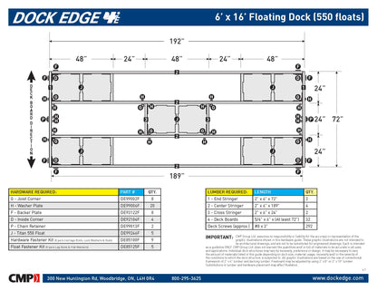 Dock Edge 6FT X 16FT Dock2Go DIY Floating Dock Kit