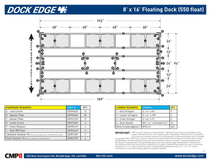 Dock Edge 8FT X 16FT Dock2Go DIY Floating Dock Kit